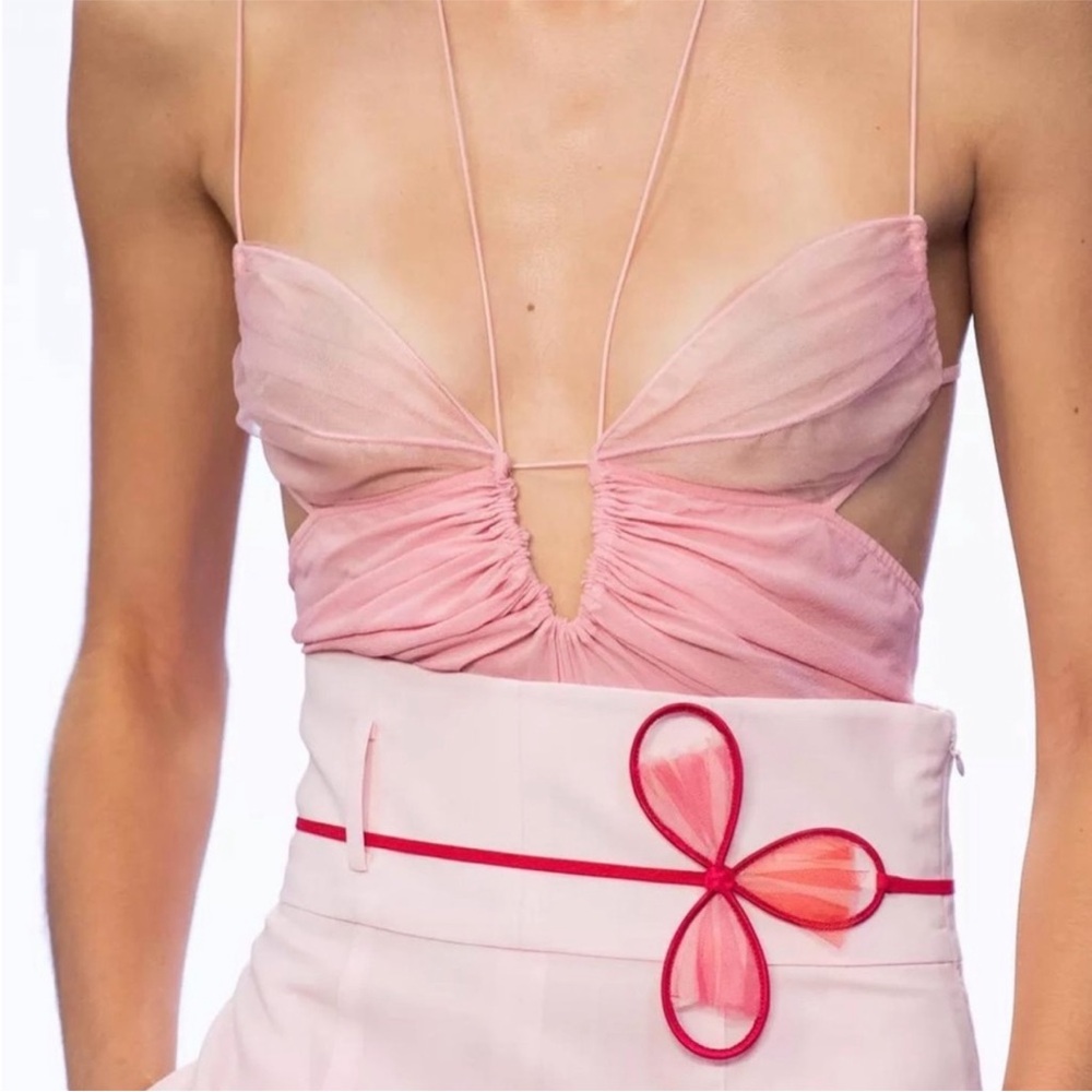 Nensi Dojaka Silk Georgette Keyhole Bodysuit in Blossom XS - Picture 11 of 14